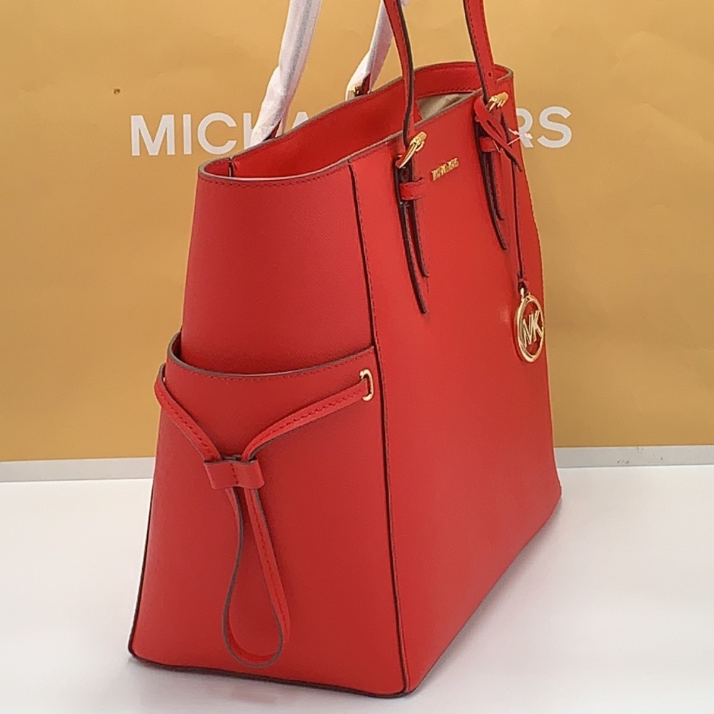 MICHAEL KORS 
Gilly Large Saffiano Leather Tote Bag BRIGHT RED COLOR - Picture 5 of 16